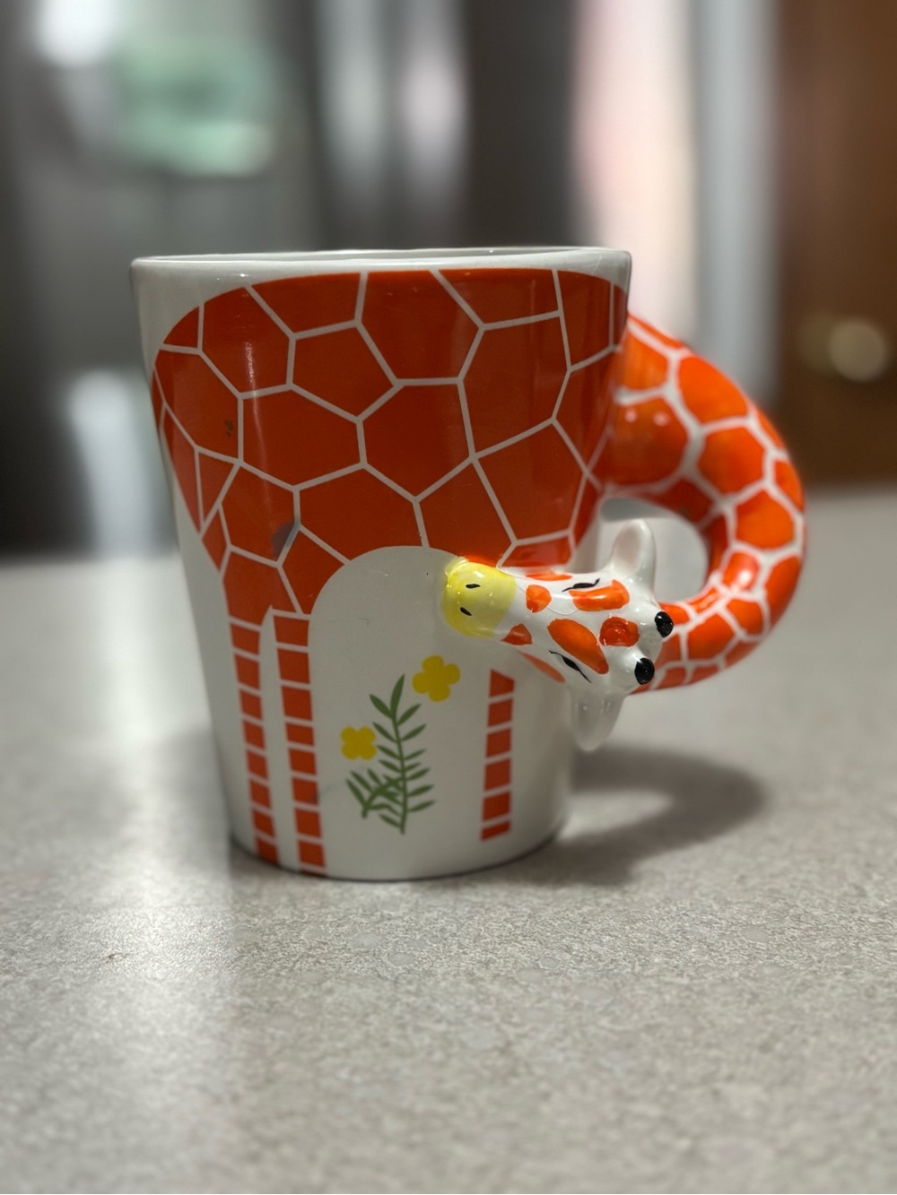 Giraffe Ceramic Coffee Mug - Orange and White